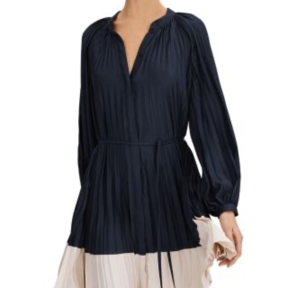 Reiss  Gabby Navy and Cream Long Sleeve Dress w pockets